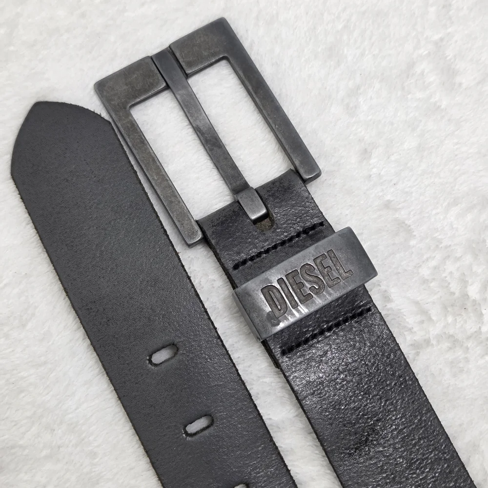Diesel Black Leather Belt with Silver Buckle‎ size 38